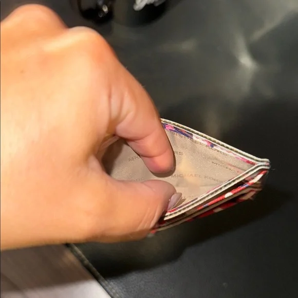 Michael Kors Red and White Floral Wallet and Card Holder Set - Picture 3 of 4